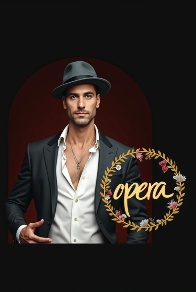 a close up of a man wearing a hat and a suit, opera, opera, album art, official artwork, promo art, online casino logo, detailed image, decorated with opera motifs, alen kopera, thomasz alen kopera, profile image, a beautiful detailed orixa, eora, oda non, official fanart, by Elena Guro