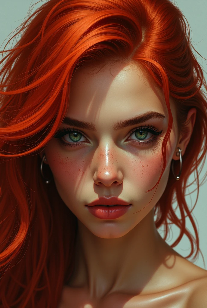 A young Brazilian redhead, new, with piercing gaze