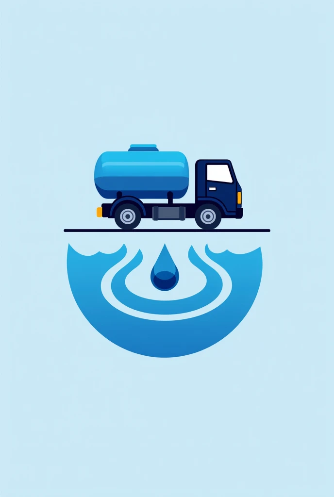 Want to create water Tanker logo for mobile application, tanker truck logo in top and water in the bottom and water drop in mid