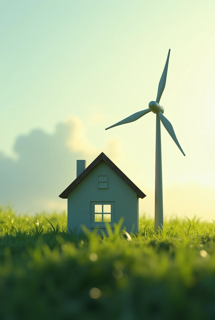 House logo on a ground floor with a mini wind turbine