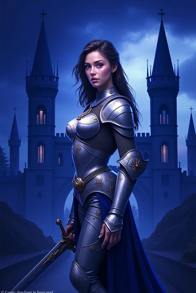 Woman in armor and a sword standing in front of a castle, beautiful female knight, of a beautiful female knight, female knight, girl in knight armor, fantasy paladin woman, gorgeous female paladin, portrait knight female, strong fantasy knight, female paladin, gothic knight, portrait of female paladin