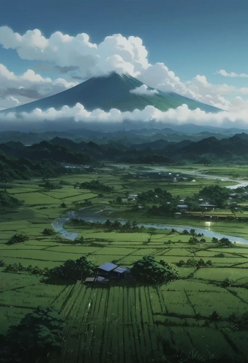 Indonesian beautiful nature, makoto shinkai animaton style.