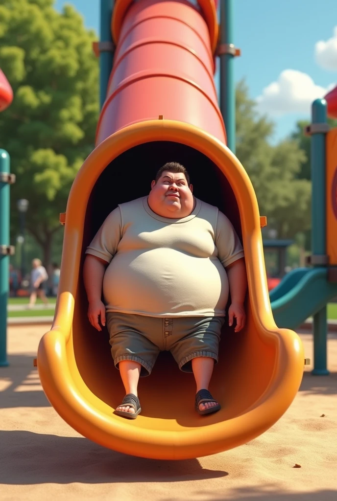 Ramon Fettsack is stuck in the slide