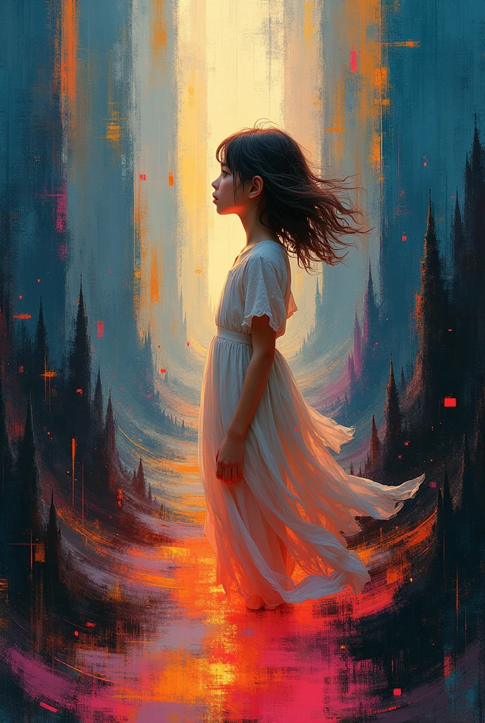 make an abstract image of a girl
