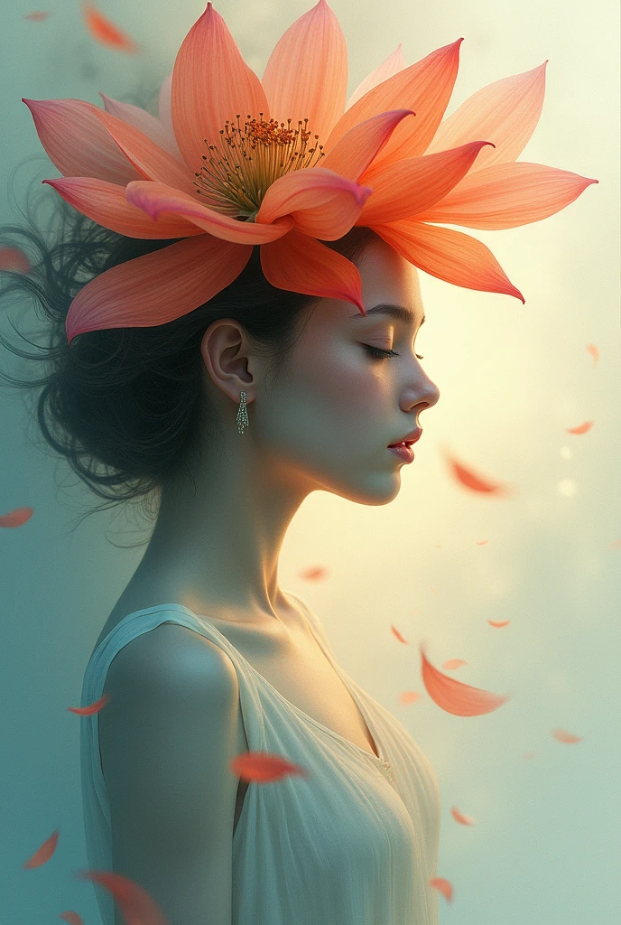 make an abstract image of a girl, flower