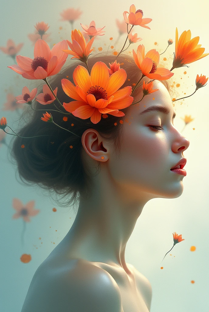 make an abstract image of a girl, flower