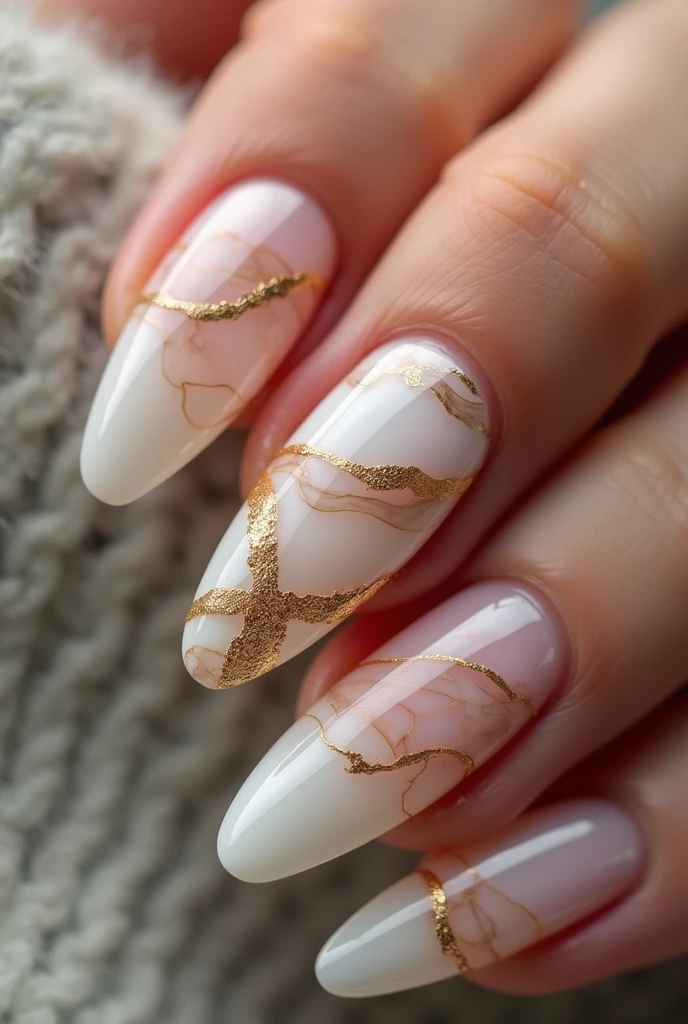 Make me nails inspired by marble and gold