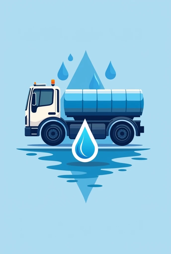 Want to create water Tanker logo for mobile application, tanker truck logo in top and water in the bottom and water drop in mid