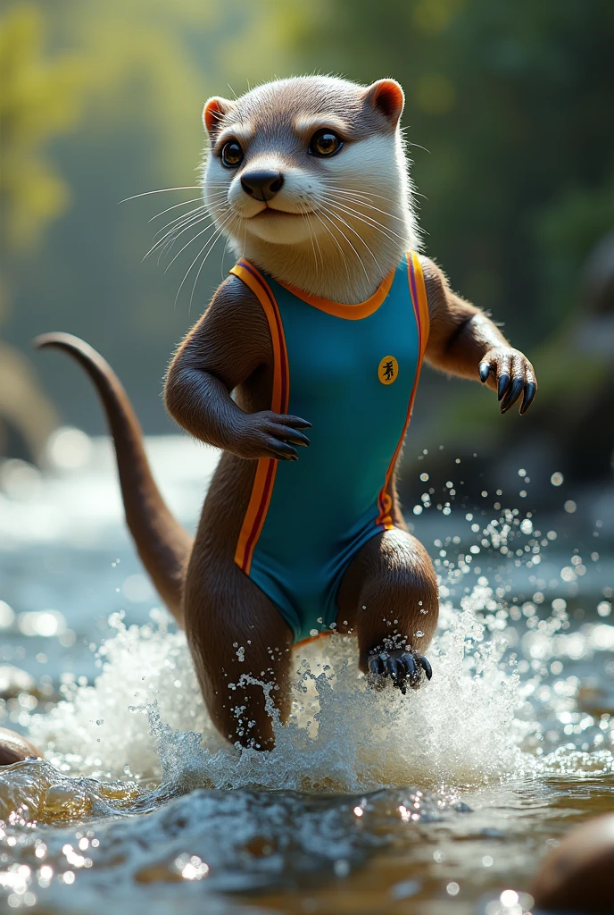Loutre habiller en body de sport