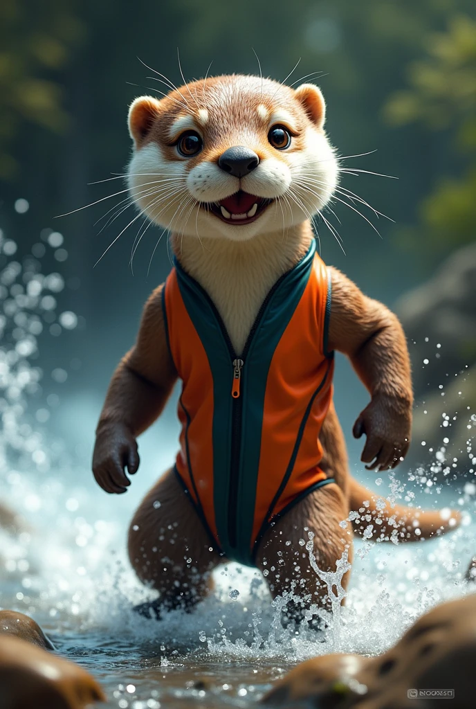 Loutre habiller en body de sport

