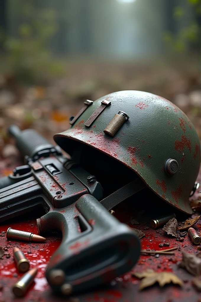 Pubg helmet and gun in the ground blood wallpaper 