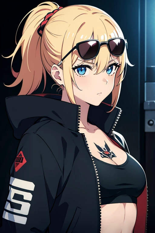 score up_9,score up_8,score up_7,best quality,super fine illustration,super detailed,8k, source_anime,1boy and 1girl,punk style,BREAK,tattoo,black jacket,cool,sunglasses