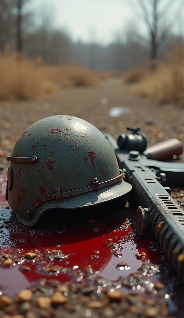 Pubg helmet and gun in the ground blood raw wallpaper 