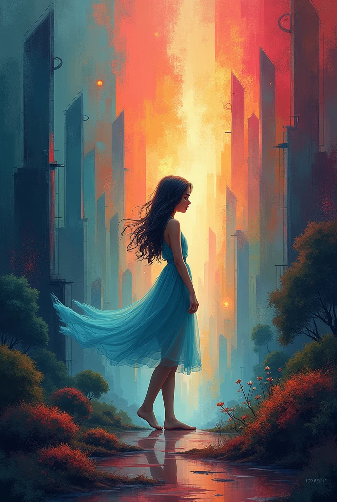 make an abstract image of a girl