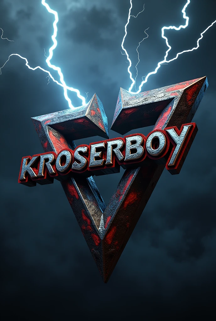 KrosserBoy logo with tekken 8 style with thunder effect 3d