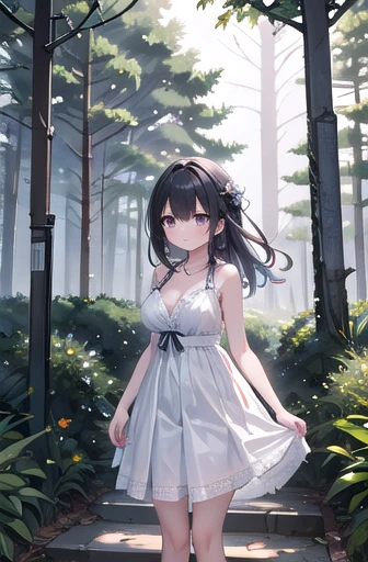 (masterpiece), Highest quality, Detailed Background, Cinema Lighting, nature, Break 1 Girl, alone, cute, dress, View your viewers,Large Breasts