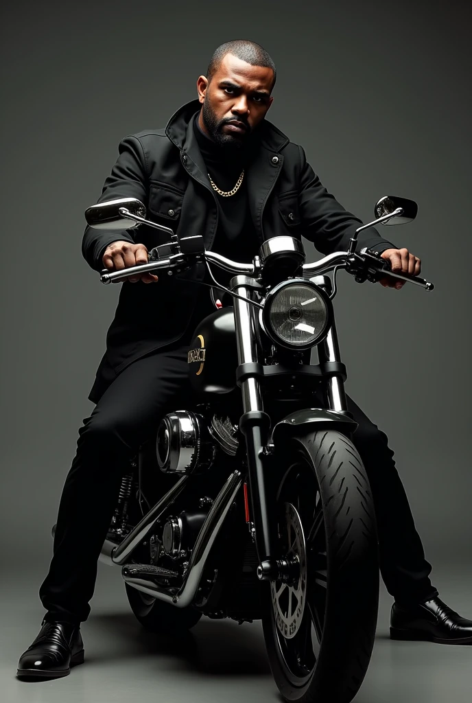 Damso en Gucci noir sur une moto