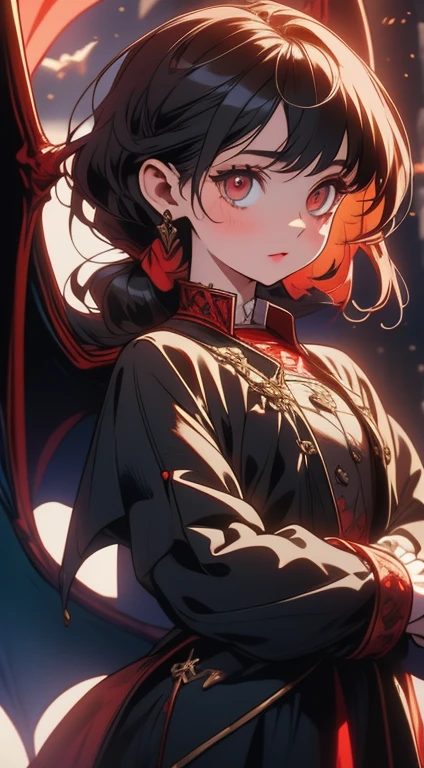 uhd, textured skin, good quality, High details, masterpiece, best quality, (Amazingly absurd:1.2), (masterpiece:1.2), Little Vampire Child with her pet dragon