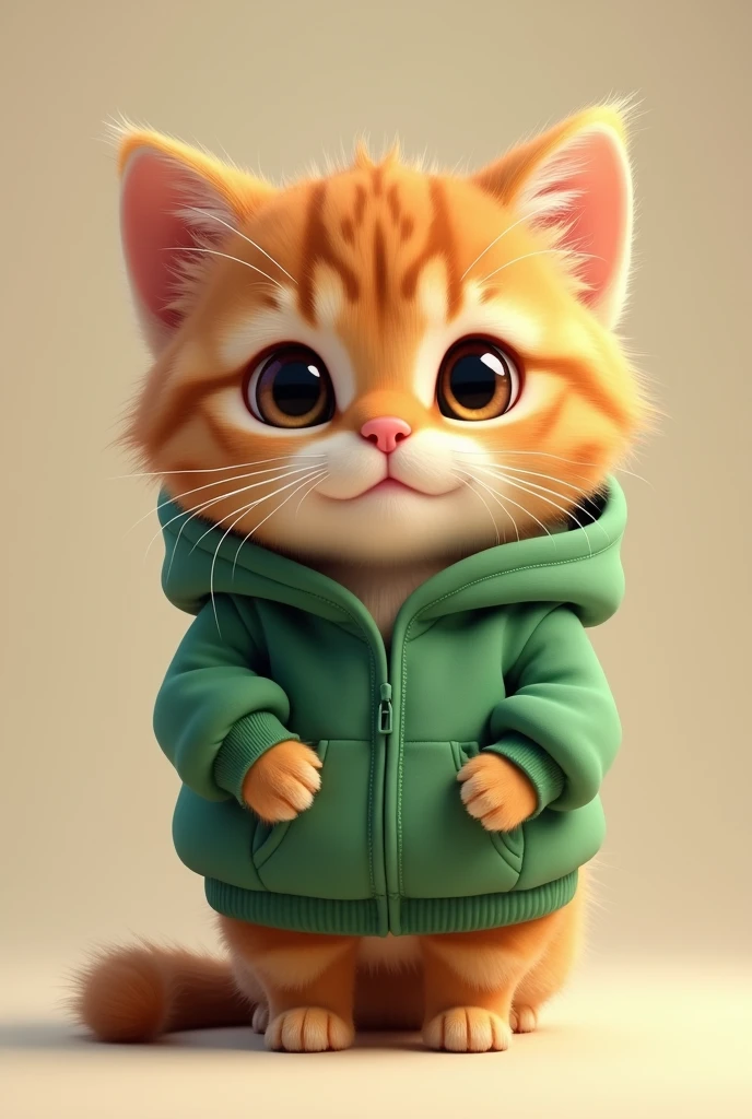 cute cat wearing green hoodie