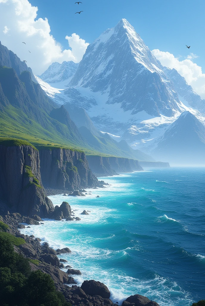 The sea and the mountains，