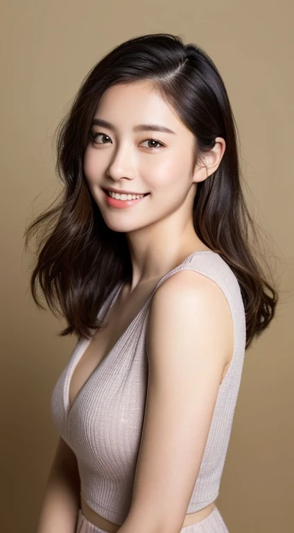 ((Highest quality, 8k, masterpiece: 1.3)), One person, The beauty of slim abs: 1.3, (Hairstyle Casual, :1.2), Sexy Dress, Very beautiful face, Delicate eyes, double eyelid, smile. Take a photo with a cute pose, Very low number, Narrow waist, Big Breasts, close, zoomed close chest, Beautiful background
