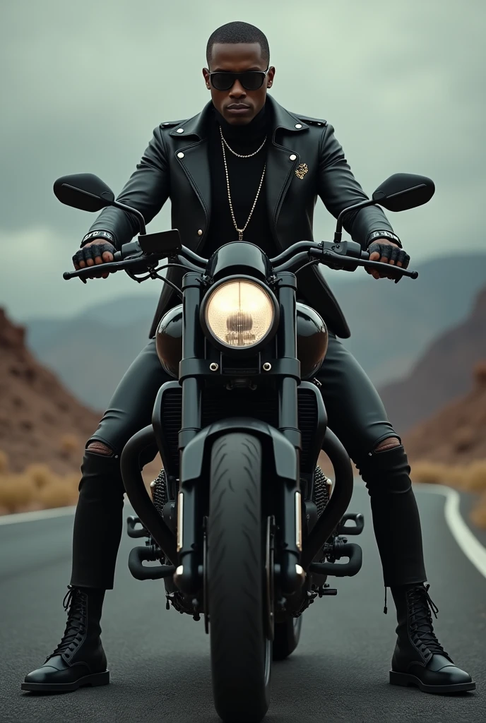 Padel durofen Gucci black on a motorcycle