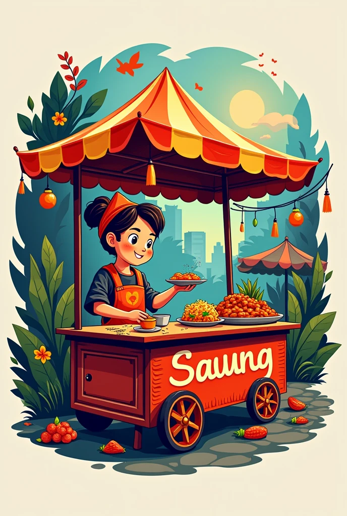 Logo street food with writing saung tegongan 