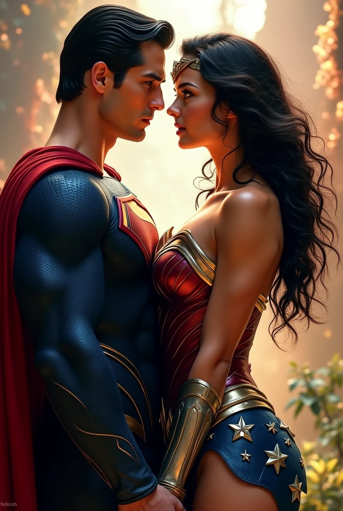 Wonder woman showing her big breast to superman