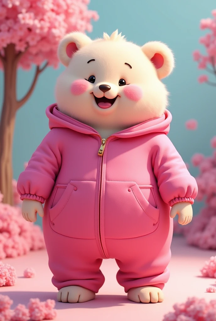 plumpness,bear,bear, gay, pink jumpsuit