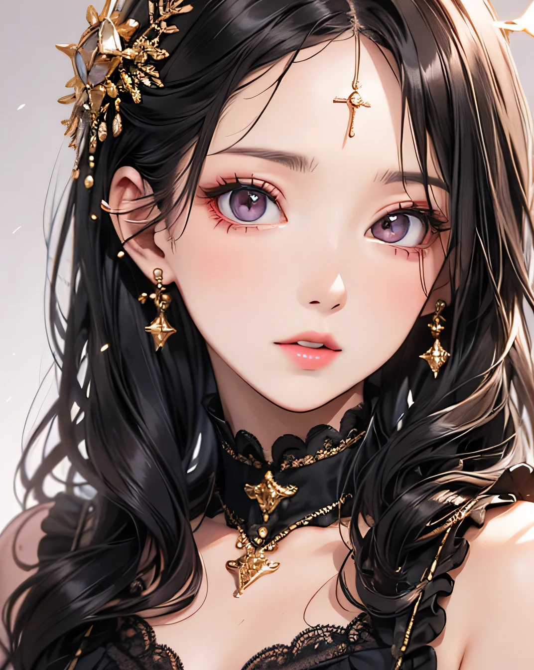 (Beautifully detailed face), (Beautiful attention to detail), Beautiful woman, Beautiful lips with lipstick, The most beautiful face in the world, Detailed, Highest quality, Masterpiece, Vivid and True Colors, (Upper Body)