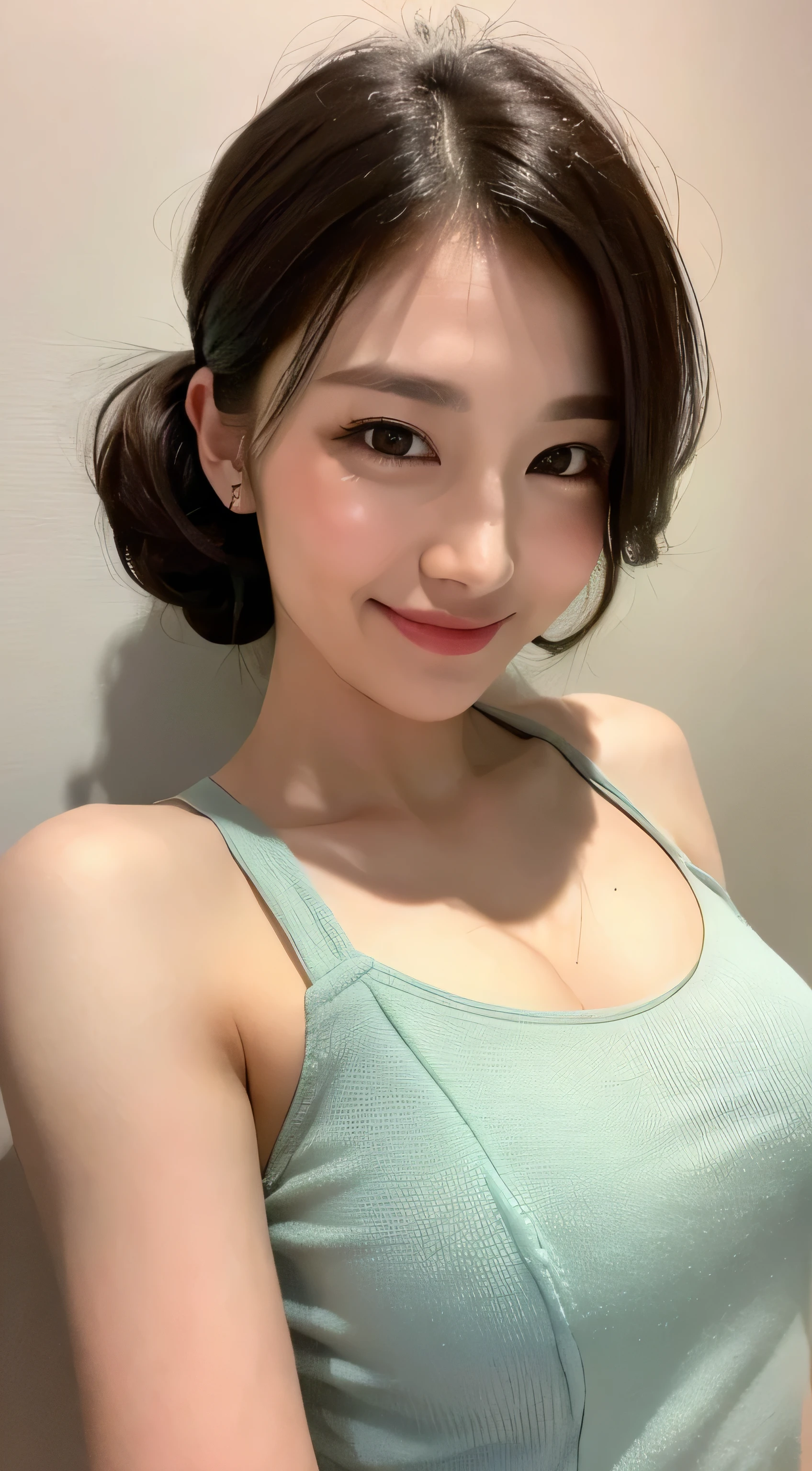 ((Highest quality, 8k, masterpiece: 1.3)), One person, The beauty of slim abs: 1.3, (Hairstyle Casual, :1.2), Sexy Dress, Very beautiful face, Delicate eyes, double eyelid, smile. Take a photo with a cute pose, Very low number, Narrow waist, Big Breasts, close, zoomed close chest, Beautiful background