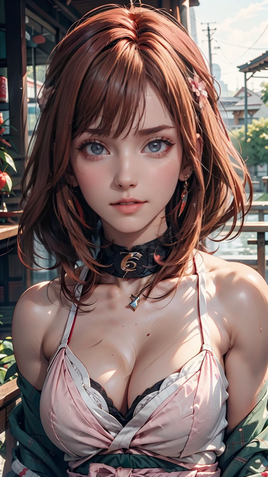 Sakura 4_stand up, bolt: Naruto Next Generation, naruto shippuuden , One person, bangs, Facial blemishes, Green Eyes, parted bangs, Pink Hair, Red Hairband, good, short hair, alone, Upper Body ((masterpiece))