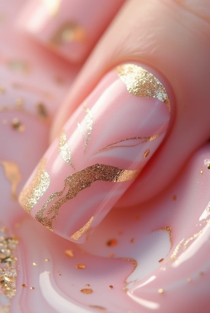 Make me nails inspired by pink marble and gold