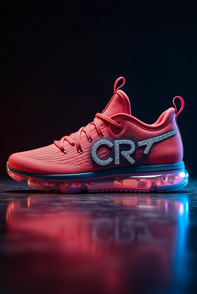 Nike shoe  designed Golden CR7 Shoe with Beautiful touch of Colors, CR7 Written in Dimonds. 
