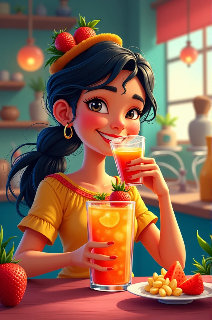 Generate an advertising poster for a drink called deli chicha
