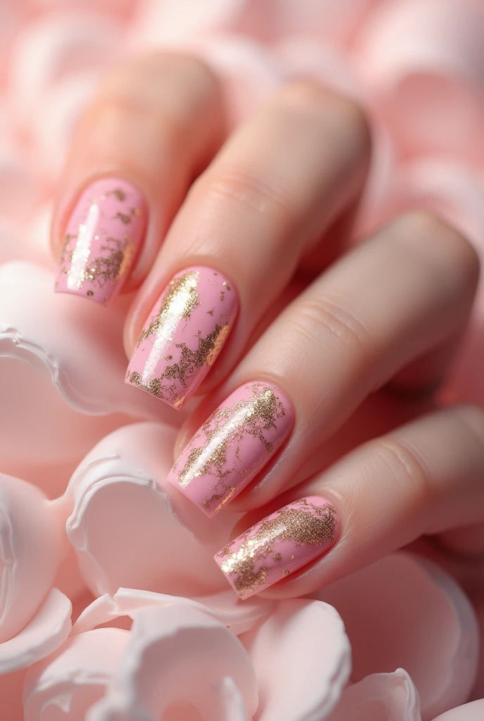 Make me nails inspired by pink marble and gold