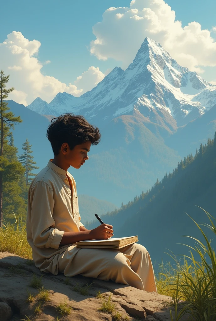 A boy who is a poet and his name is shyam, he is living in uttarakhand india, his skin colour is brown