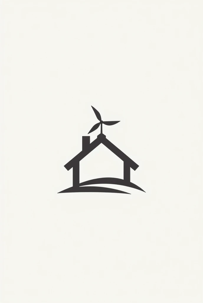House logo with a mini wind turbine on top of the monochromatic roof
