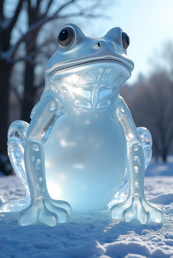 Giant ice sculpture of a frog