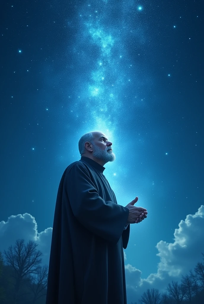 Padre pio miracle blue sky with stars