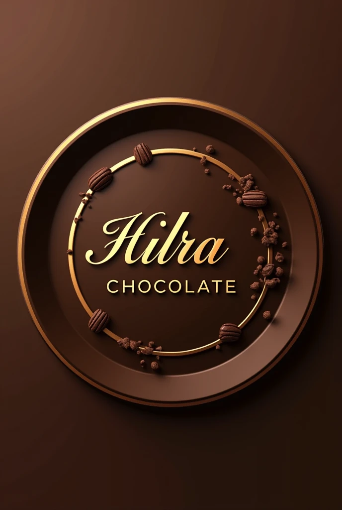 Make me a dubai chocolate logo named hilra chocolate for business card, make it chocolaty and circle make it frameble
