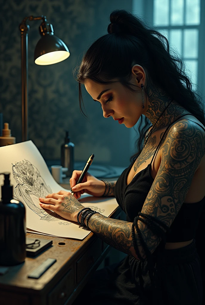 Tattoo designer givework with witch