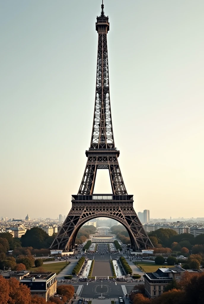 Eiffel tower stretching upward
