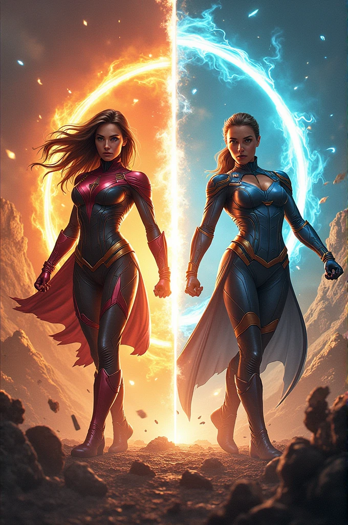 Cteate a badess pic of two comic chareter in multivers