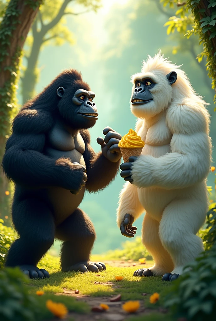 Gorilla suggested that they go get some banana ice cream, and Yeti said okay because he likes eating ice cream.