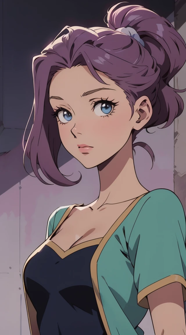 fille animée, Anime des années 90, esthétique d'anime classique vintage, salopette rose, chemise blanche, salopette courte, de longs cheveux blonds, clivage, possédé dynamiquement, big zss
