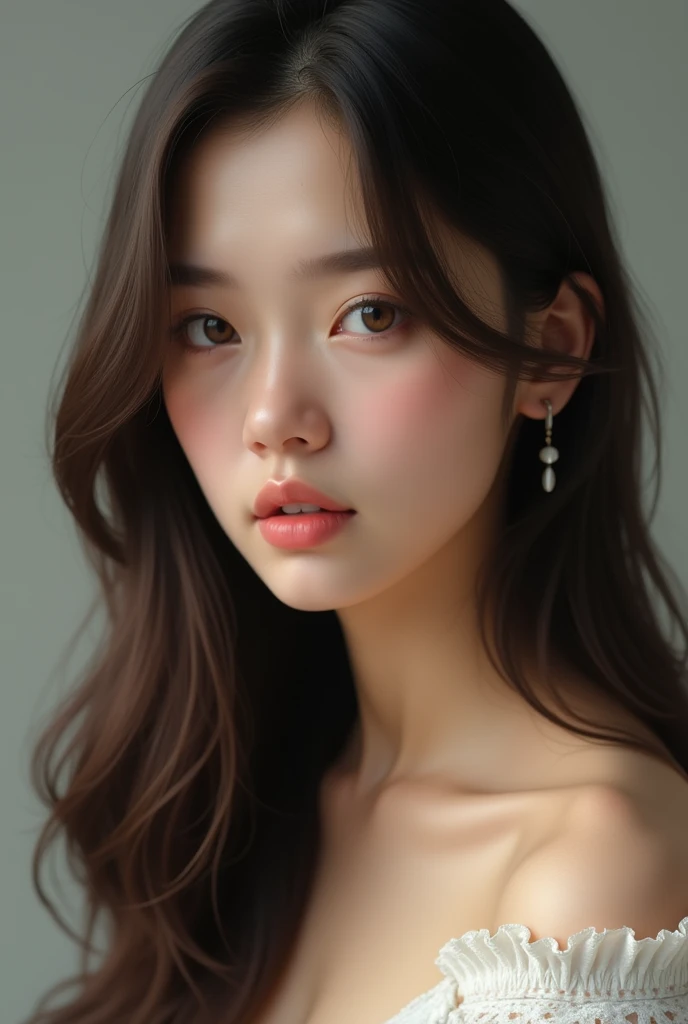 photo d'une femme realiste brune