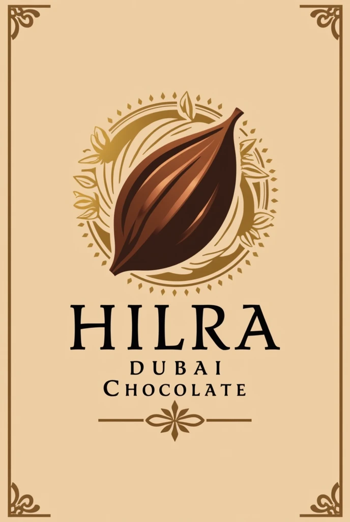 Make me a dubai chocolate logo named hilra dubai chocolate, make it chocolaty