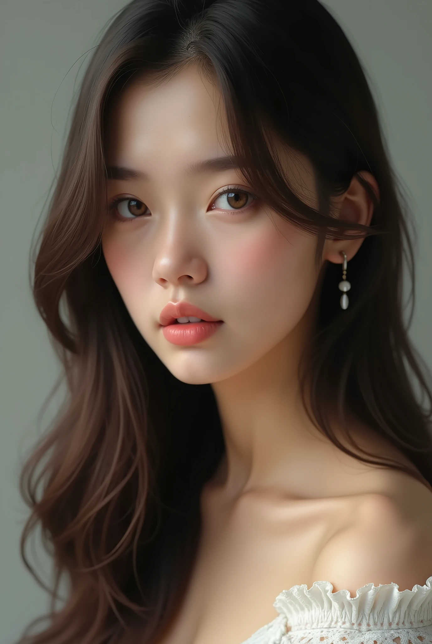 photo d'une femme realiste brune 
