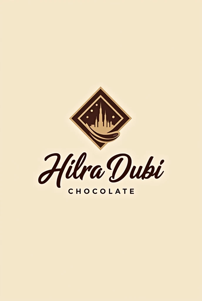 Make me a dubai chocolate logo named hilra dubai chocolate, make it chocolaty, make it in a way that no one has it